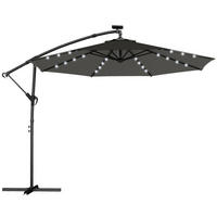 AMPELSCHIRM mit Solar LED Metall Polyester Dunkelgrau - Dunkelgrau, Textil/Metall (300/300cm) - Outsunny