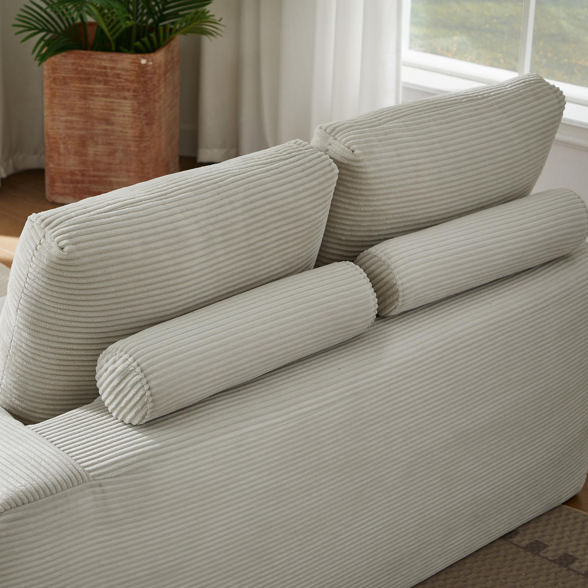 ECKSOFA Cord Beige - Beige, Textil (255/162cm) - WISHDOR