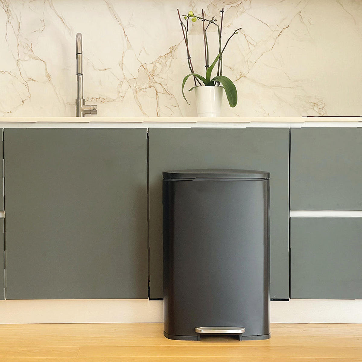 KÜCHENABFALLEIMER ADMIRAL schwarz - Schwarz, Metall (37/66/43cm) - Kitchen Move