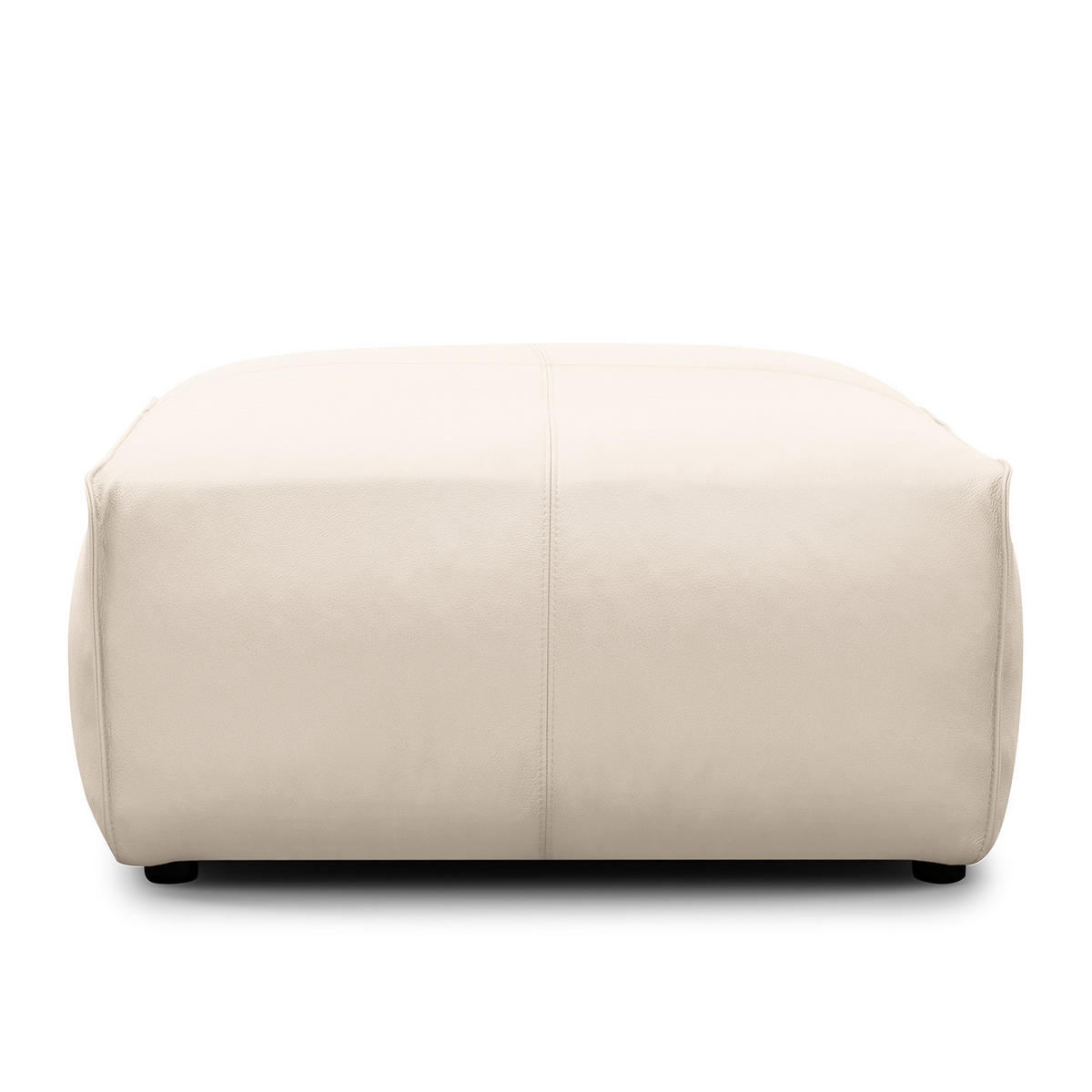 POLSTERHOCKER - Hellgrau/Schwarz, Leder/Kunststoff (81/38/100cm) - home24