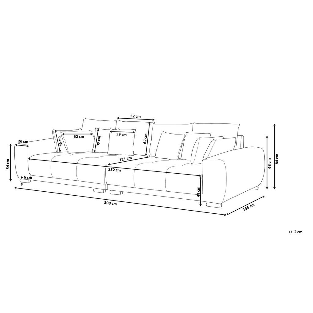 Thumbnail - Beliani Wohnlandschaft, Dunkelgrau, Textil, 4-Sitzer, U-Form, 308x84x136 cm, Wohnzimmer, Sofas & Couches, Wohnlandschaft...