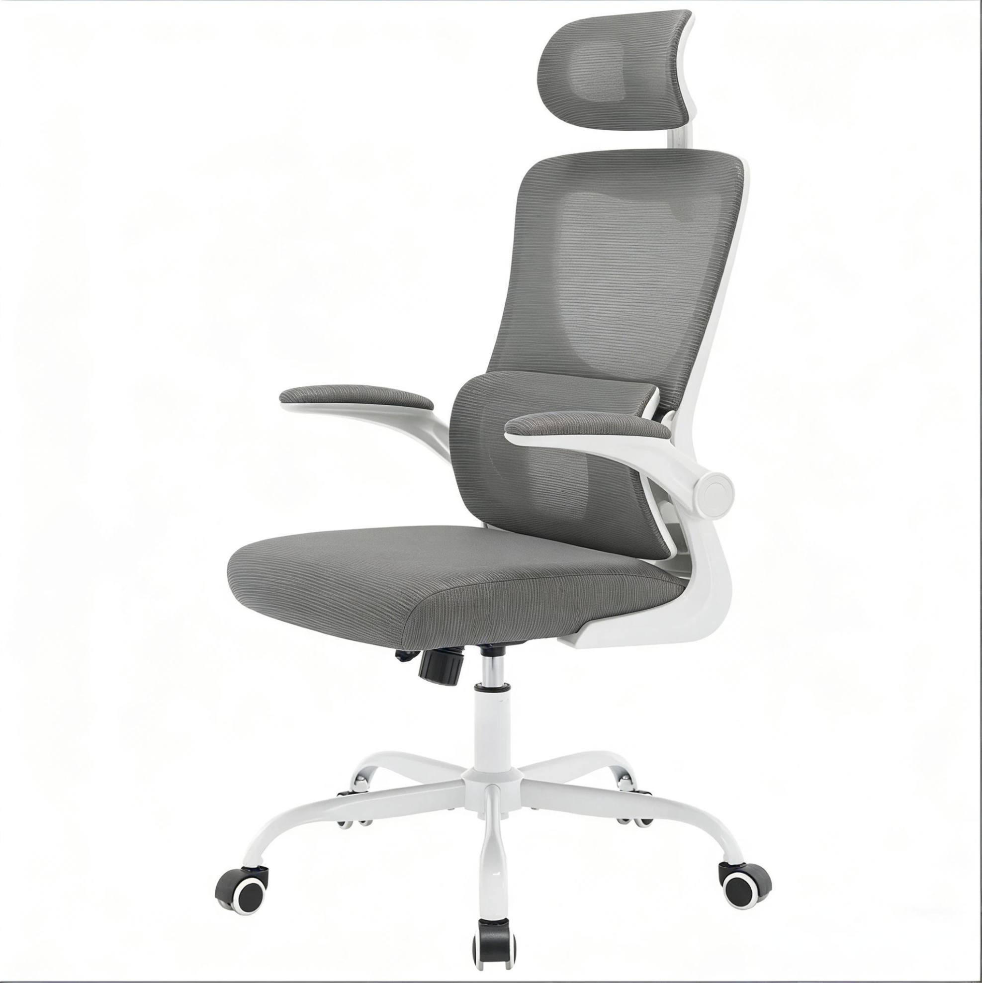 DREHSTUHL 69,5/62/116-123,5 cm grau aus Mesh, Metall und PU mit Armlehnen - Grau, Kunststoff (67.5/123.5/62cm) - OKWISH