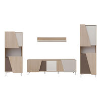 WOHNZIMMER SET Viste braun / weiß hochglanz 290cm / 40 cm / 189cm - Ecru/Weiß Hochglanz, Holz/Holzwerkstoff (290/189/40cm) - Furnival