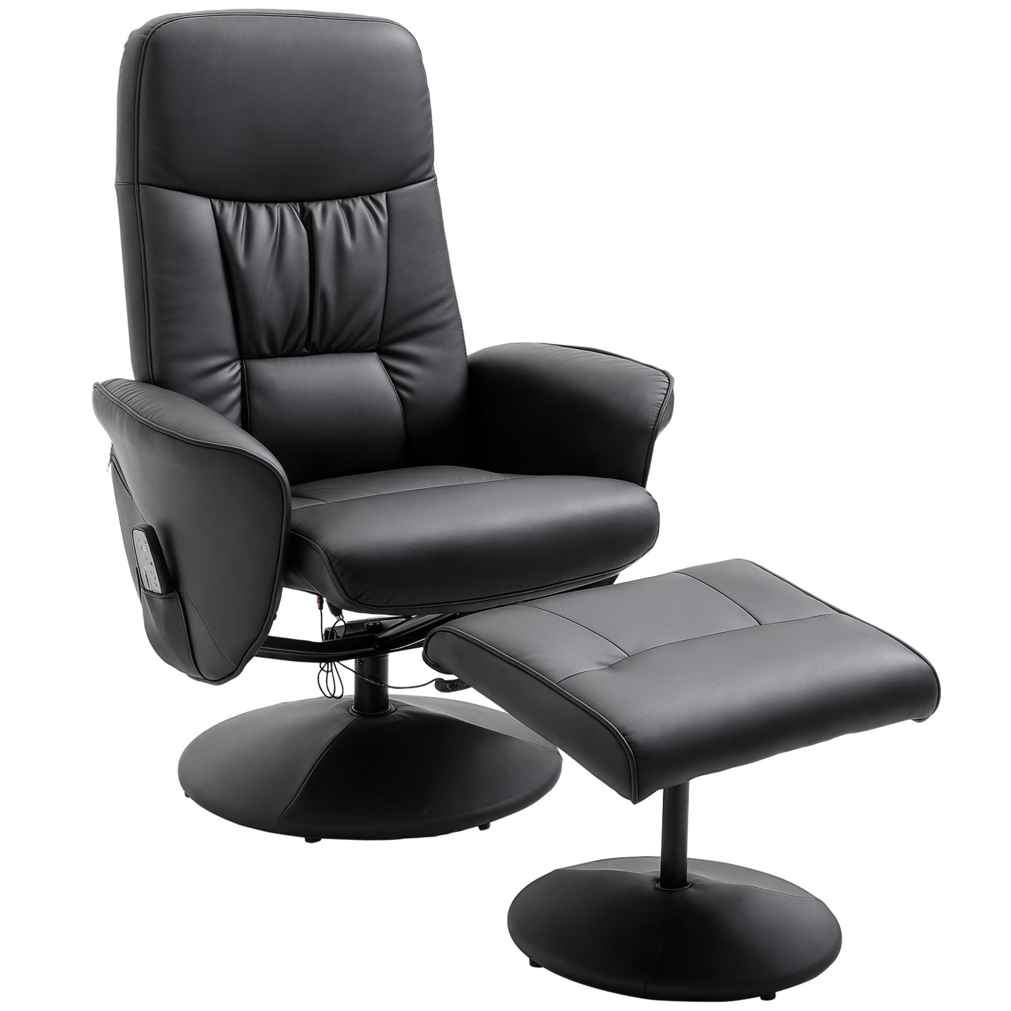 MASSAGESESSEL DE-06333 Mit Hocker, 10 Massagepunkte, 145° neigbar Schwarz - Schwarz, Metall (81/105/76cm) - ComfortXL