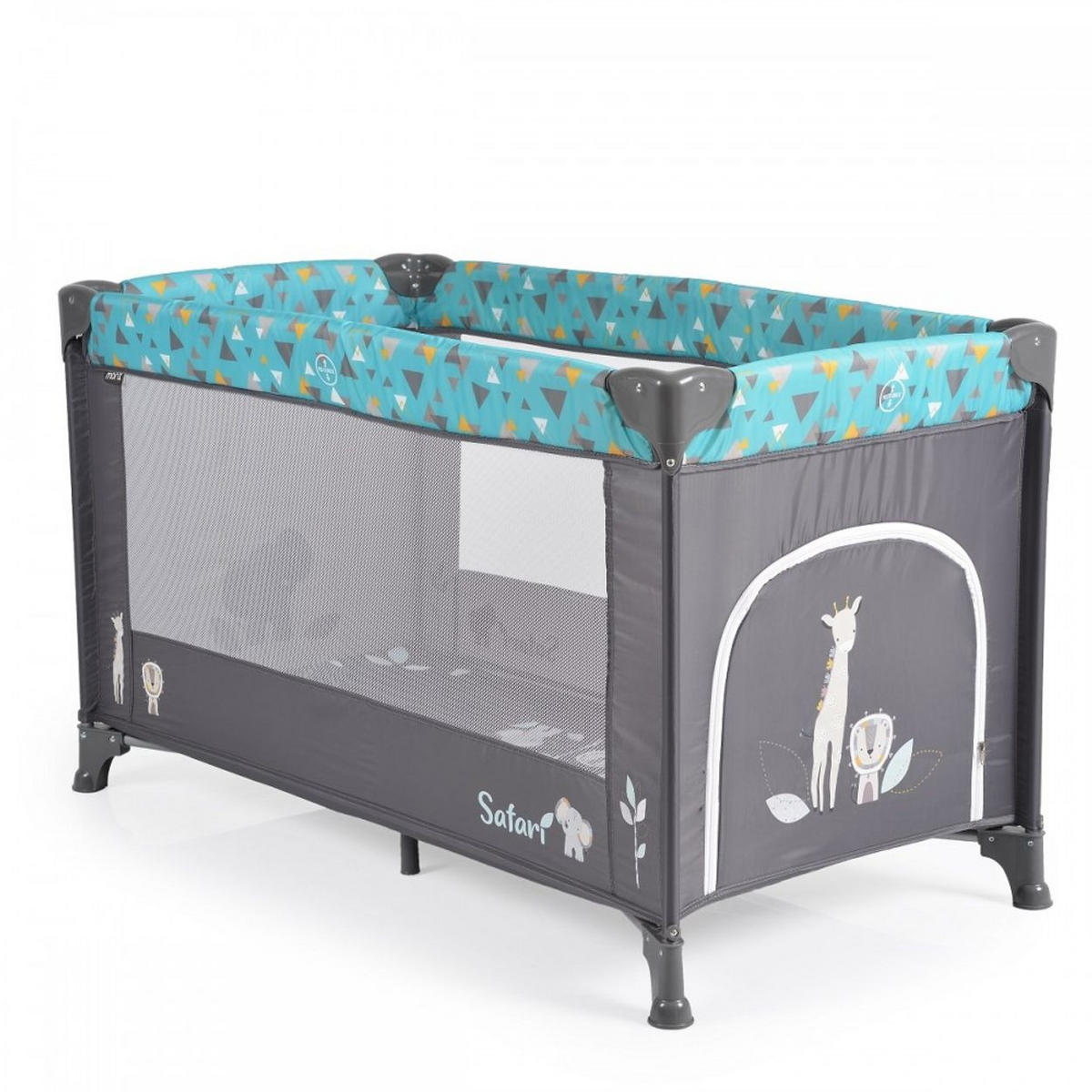 REISEBETT Safari grau türkis Matratze Sichtfenster Seiteneingang Tragetasche - Grau, Kunststoff (60/120cm) - Moni