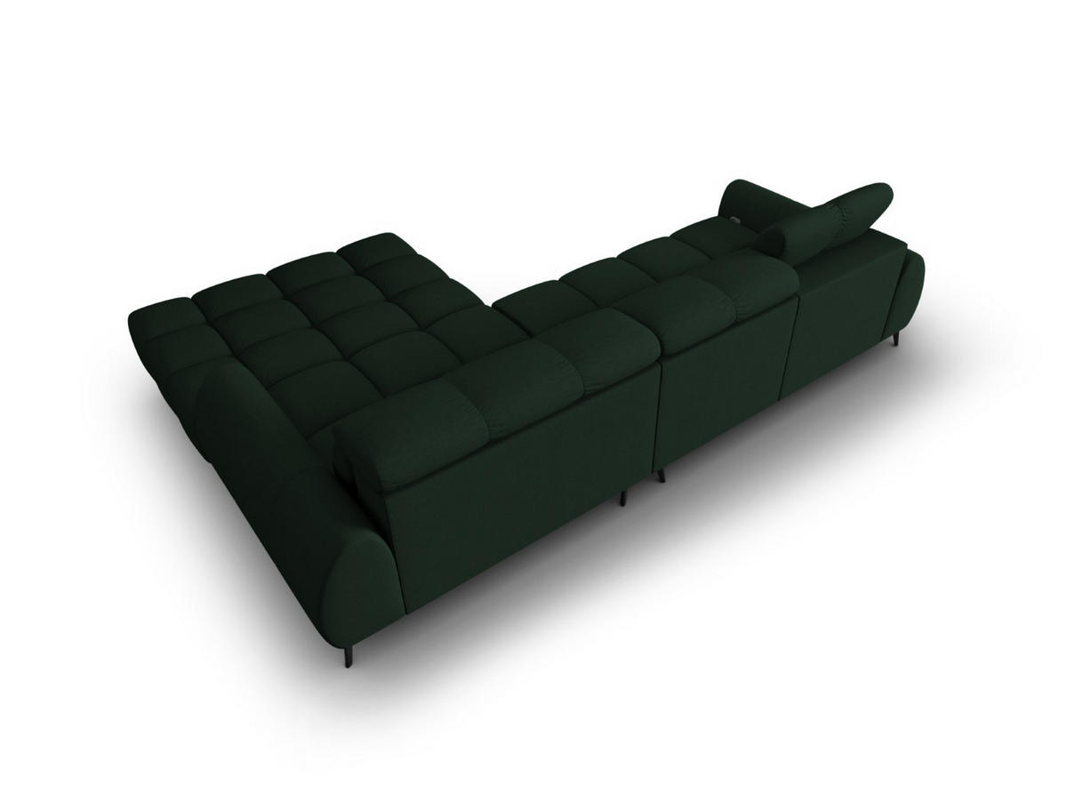 ELEKTRISCHES-ECKSOFA rechts Alyse aus strukturiertem Stoff dunkelgrün 5 Sitzplätze - Dunkelgrün, Textil (188/295cm) - Micadoni