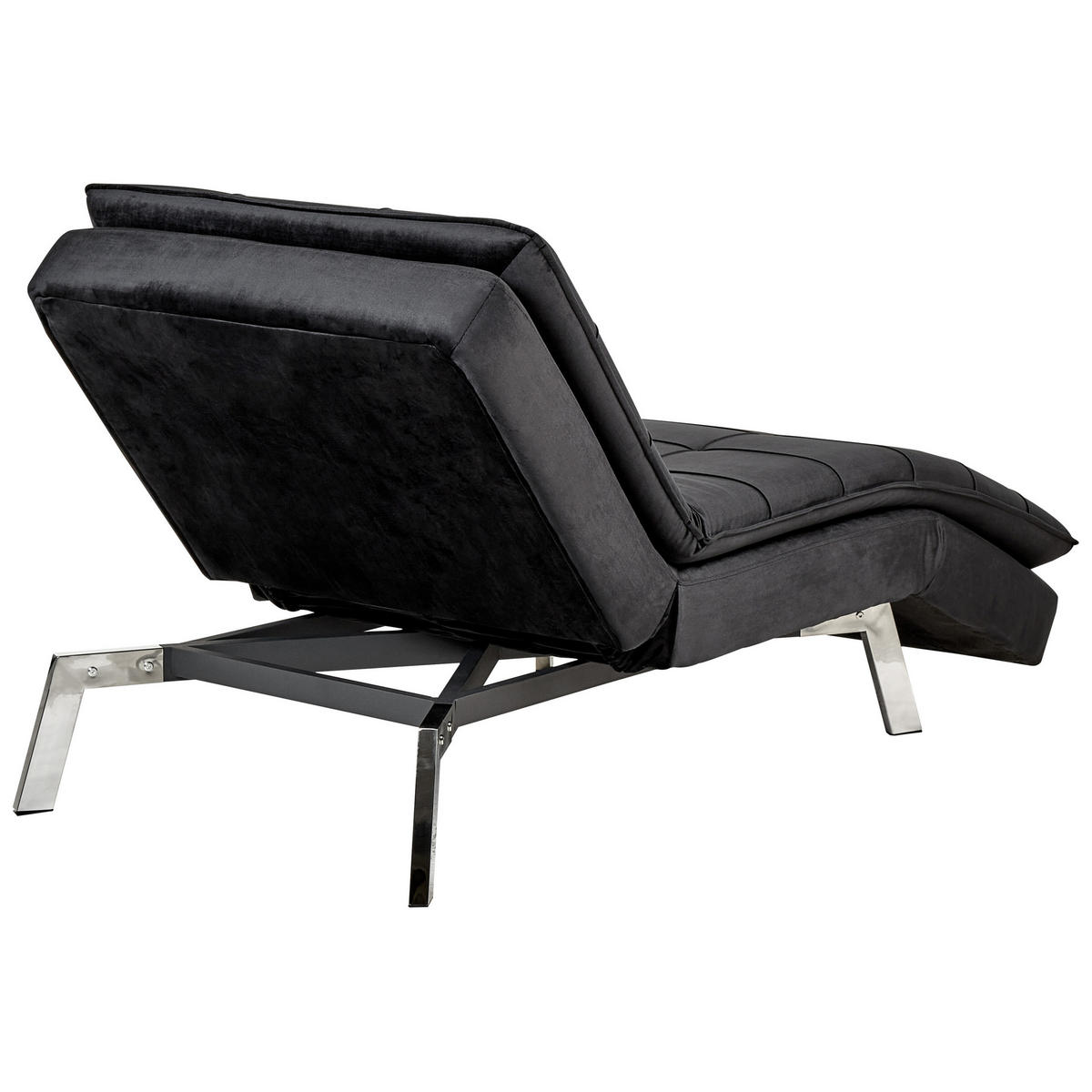 RELAXLIEGE Samtstoff schwarz verstellbar Loiret - Silberfarben/Schwarz, Textil (179/93/76cm) - Beliani