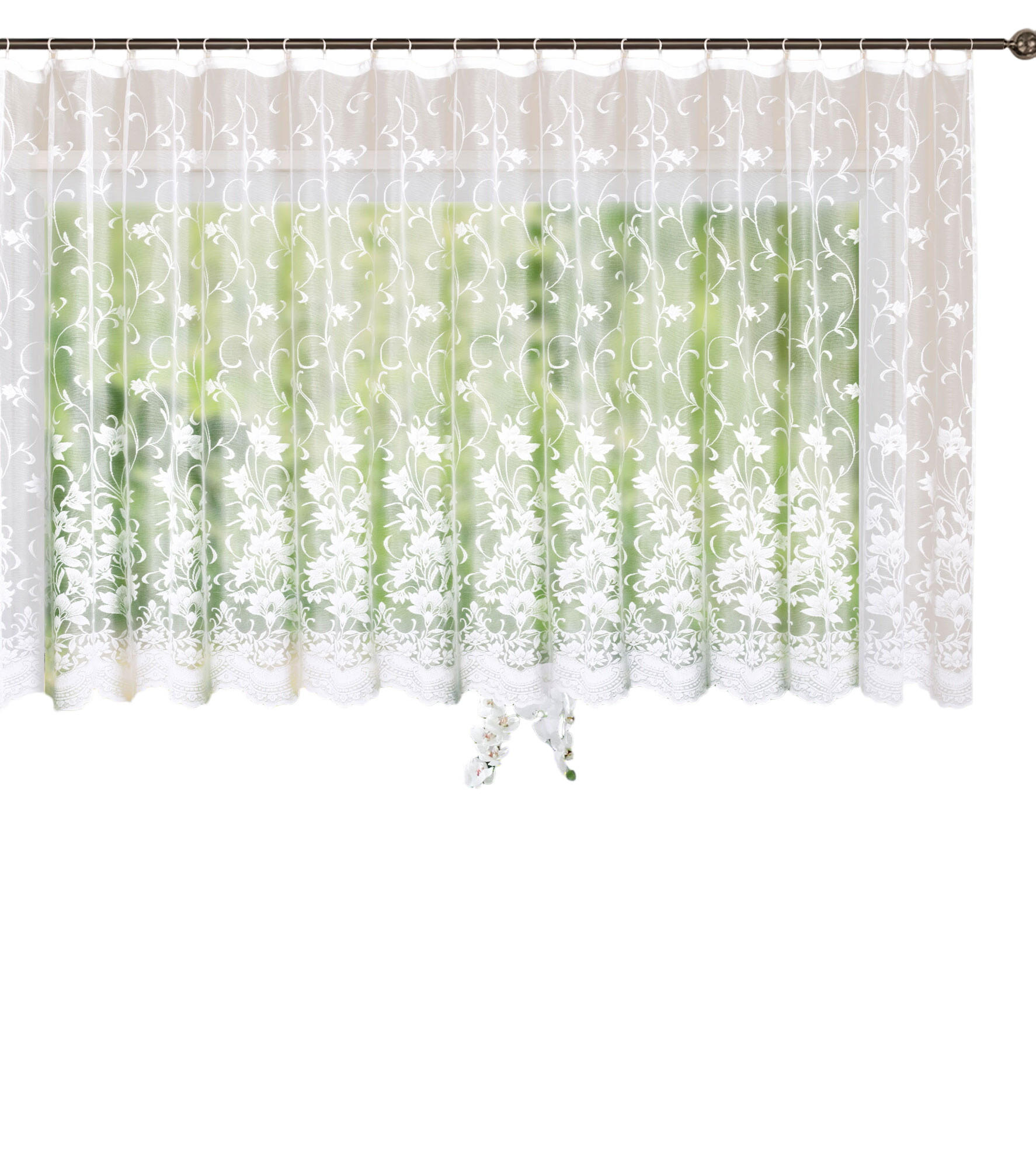 VORHANG BLUMENMUSTER HxB 145x450 cm Weiß - Weiß, Textil (450/145cm) - Gardinenbox