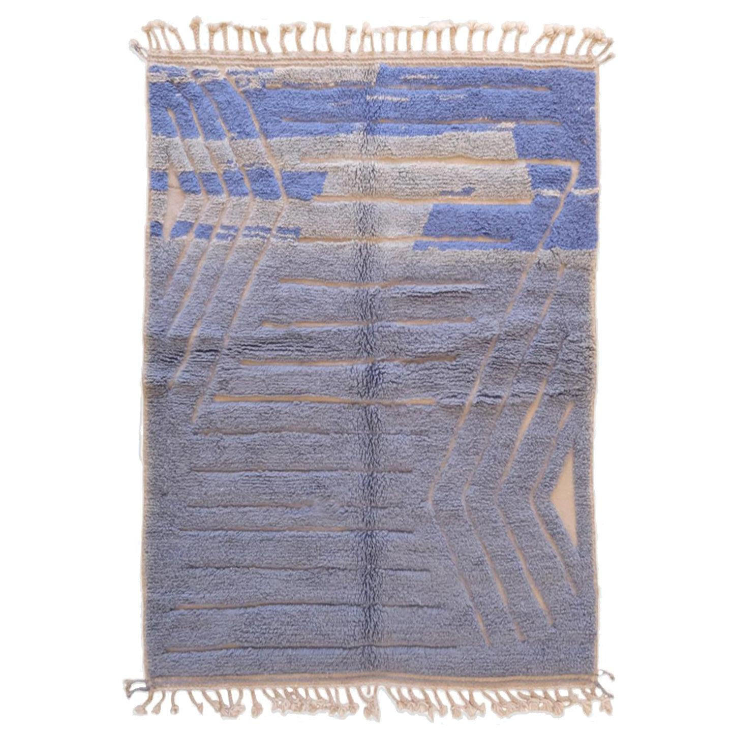 BERBERTEPPICH marokkanisch elegant handgeknüpft 200x 300 cm - Blau, Naturmaterialien (200/300cm) - AFK Living