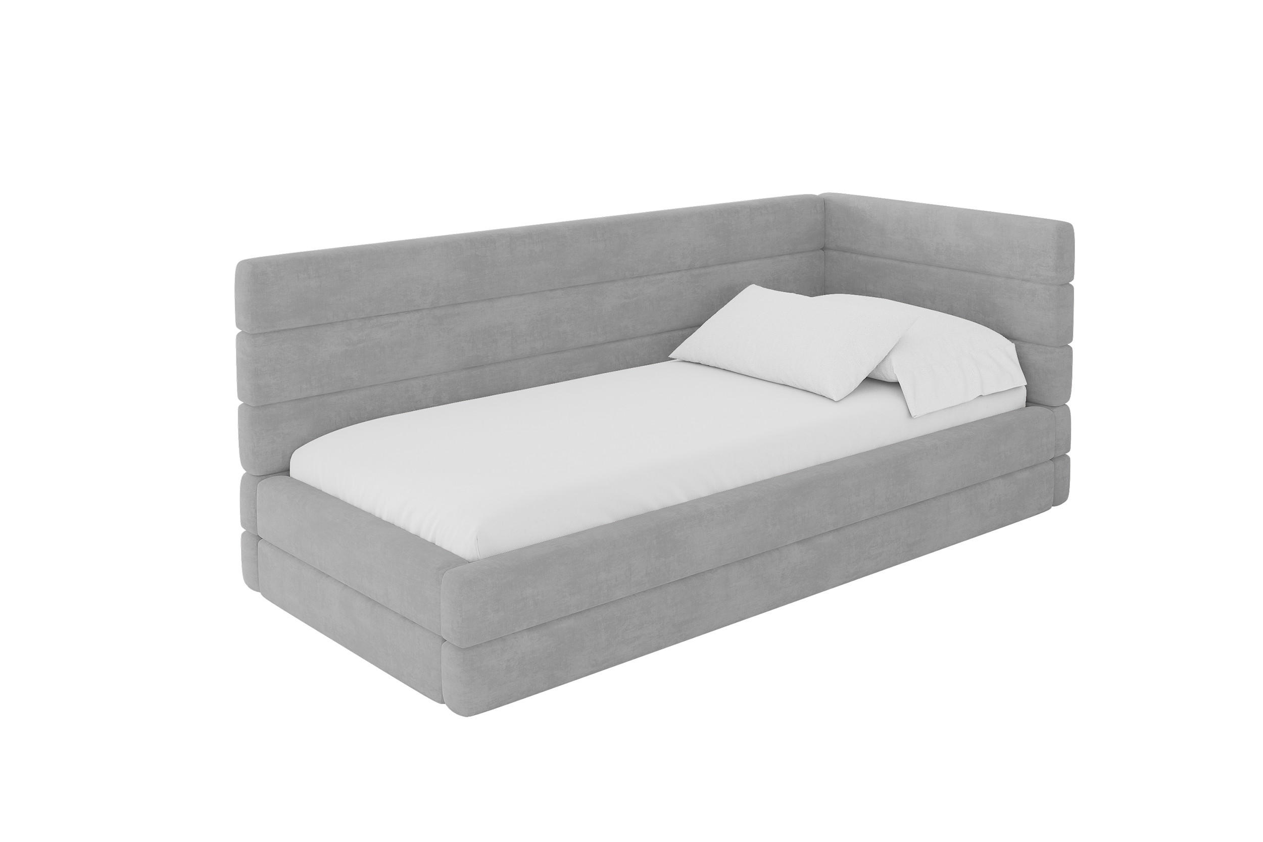 ALTDECOR JEDNOLŮŽKOVÁ POSTEL pro mládež s úložným prostorem a matrací H3/H4, vlevo - BEMY 90x200 šedá