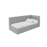 EINZELLBETT Jugendbett mit Bettkasten, Links - BEMY 90x200 Grau - Hellgrau, Holzwerkstoff/Textil (90/200cm) - ALTDECOR