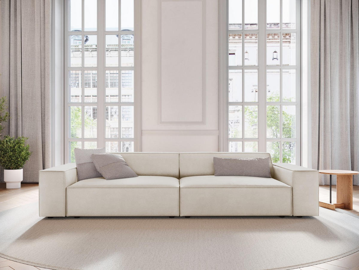 SOFA Jodie aus Samt dunkelbeige 4 Sitzplätze - Mokka, Textil (244/70/102cm) - Micadoni