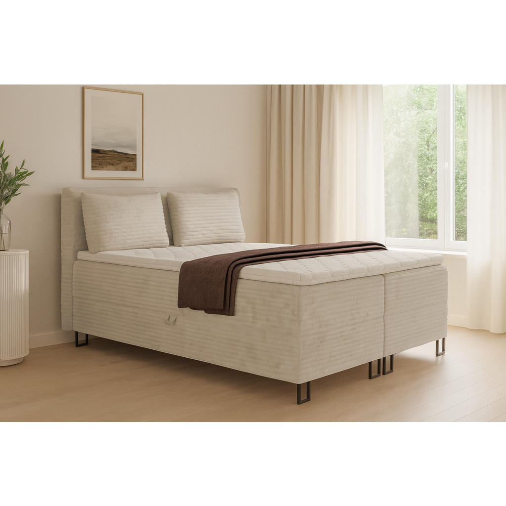 Thumbnail - Deine Möbel 24 Boxbett, Beige, Holz, Holzwerkstoff, Textil, H4, 180x200 cm, Schlafzimmer, Betten, Boxspringbetten
