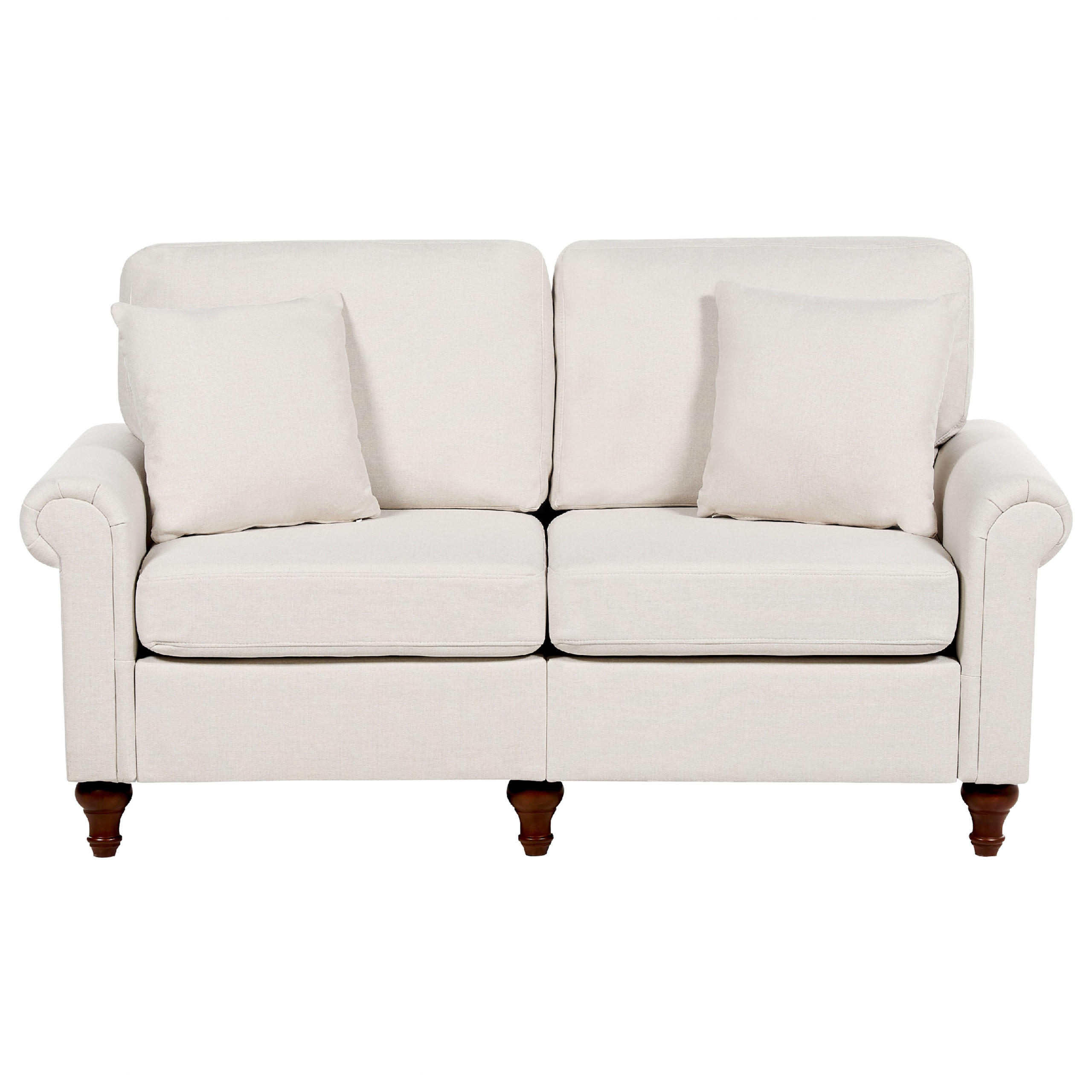 2-SITZER-SOFA hellbeige Ginnerup - Beige/Dunkelbraun, Textil (154/84/76cm) - Beliani