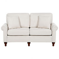 2-SITZER-SOFA hellbeige Ginnerup - Beige/Dunkelbraun, Textil (154/84/76cm) - Beliani