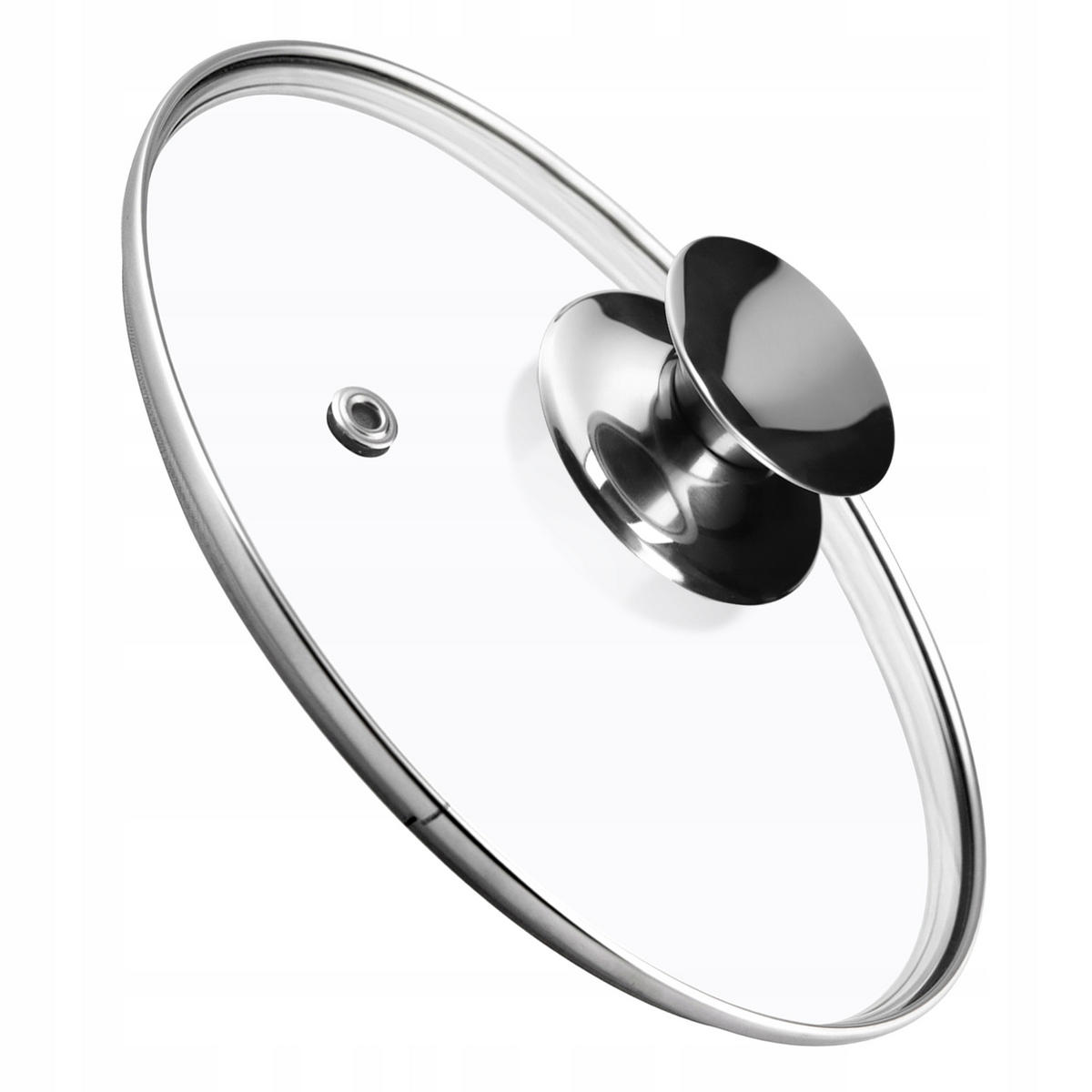 DECKEL mit silbernem Griff, 22 cm - Transparent, Glas/Metall (22cm) - KADAX