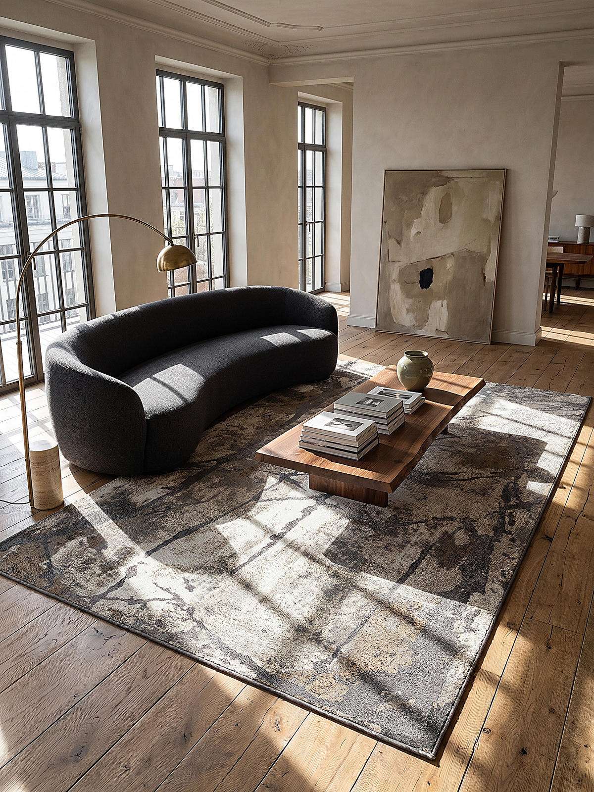 TEPPICH Kurzflor OGLIO Abstrakt Polypropylen-Polyester Natur 160 x 230 cm - Beige, Textil (160/230cm) - KADIMA DESIGN