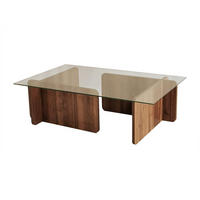 COUCHTISCH - Sicherheitsglas - Holzfarben dunkel & Transparent - AZRA - Transparent/Dunkelbraun, Holz (105/65/30cm) - Vente-Unique