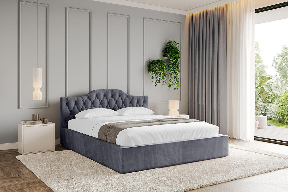 POLSTERBETT mit Bettkasten und Lattenrost, Boxbett ohne Matratze - FALIO-V1 180x200 Dunkelgrau - Dunkelgrau, Holzwerkstoff/Textil (180/200cm) - ALTDECOR