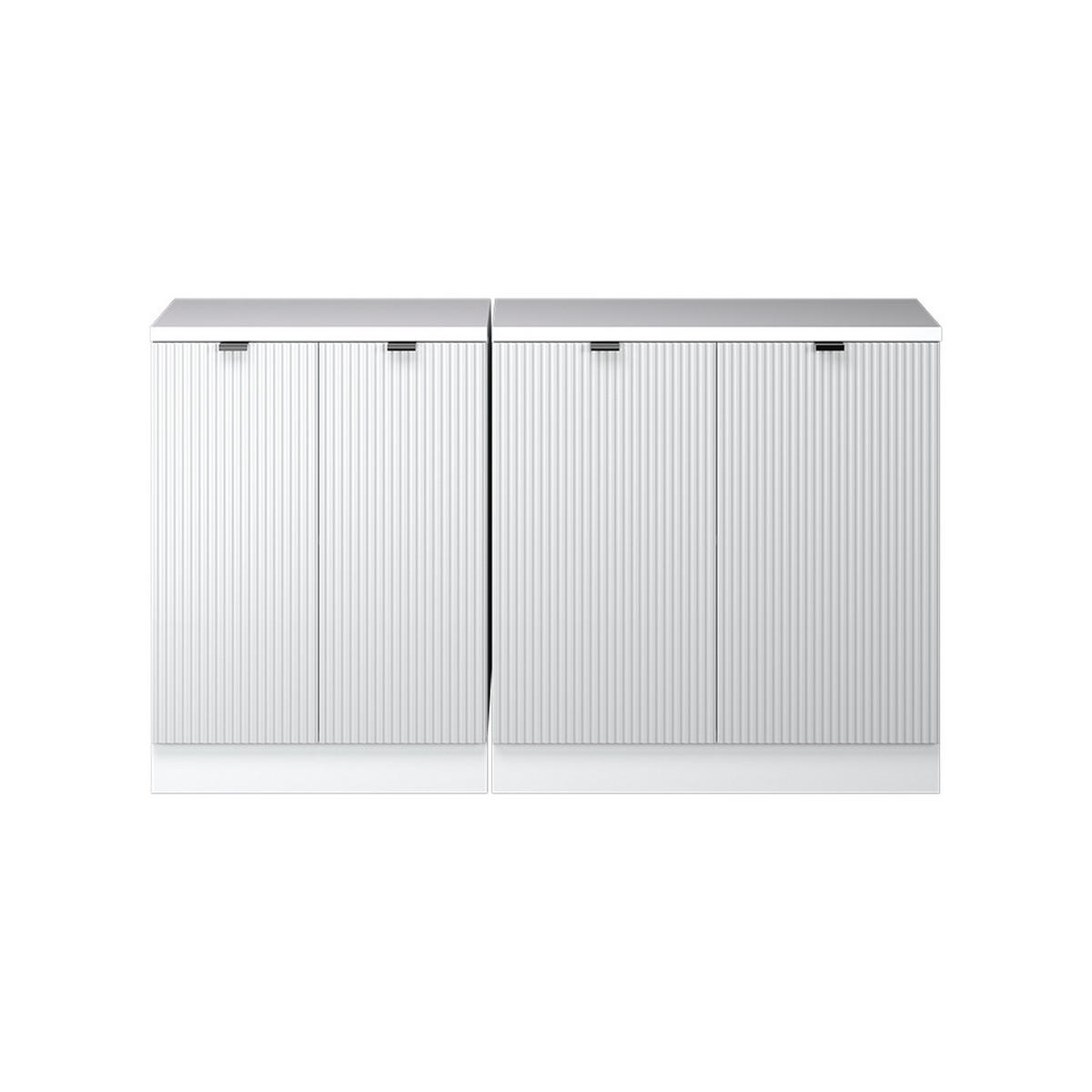 KUHINJSKI ORMAR ZA KOSINE KROVA R-Line Bijeli grebeni 140 cm Set od 2 korpusa ormara, dubina 60 cm - bijela, drvni materijal (140/83.8/60cm) - Vicco