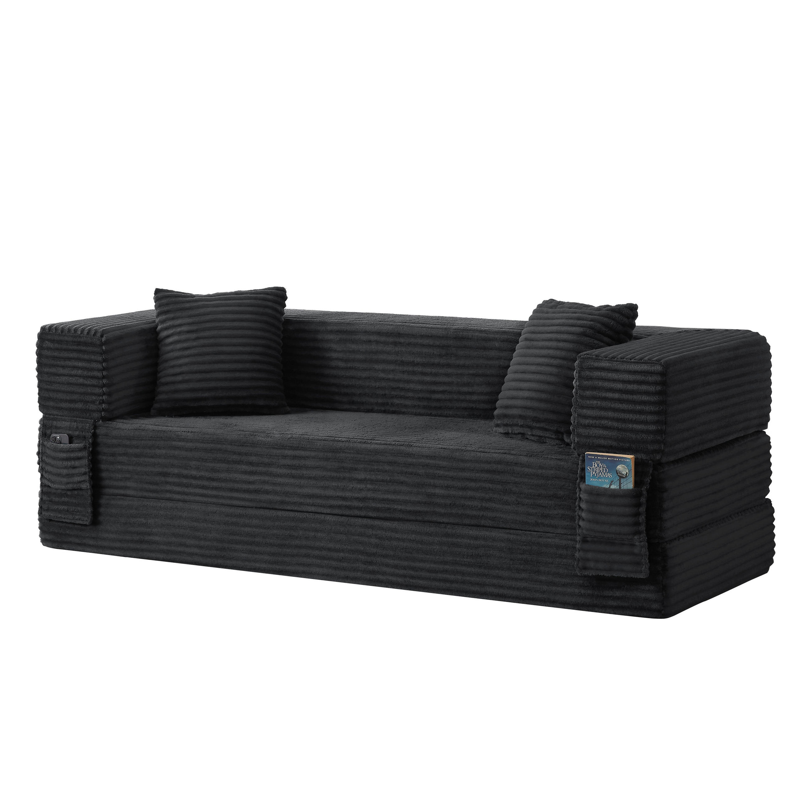 SCHLAFSOFA aus Cord in Dunkelgrau 2-lagiges Design & zum Doppelbett ausklappbar - Dunkelgrau, Textil (89/59/195cm) - Urban Meuble
