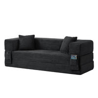 SCHLAFSOFA aus Cord in Dunkelgrau 2-lagiges Design & zum Doppelbett ausklappbar - Dunkelgrau, Textil (89/59/195cm) - Urban Meuble