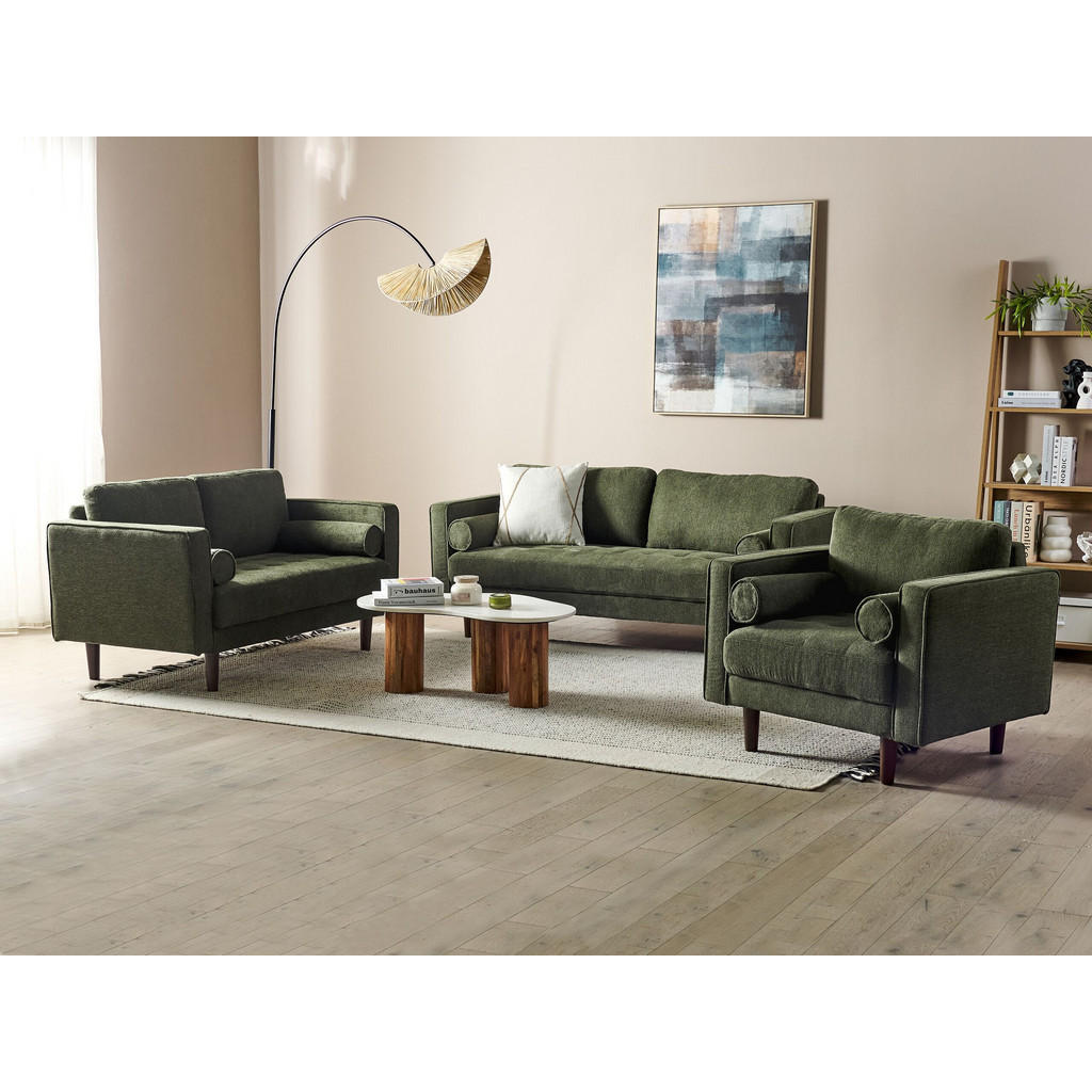 Thumbnail - Beliani Sofa-Set, Grün, Dunkelbraun, Textil, 6-Sitzer, 74x74x177 cm, Wohnzimmer, Sofas & Couches, Sitzgarnituren