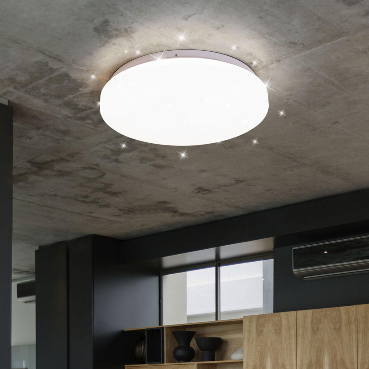 LED DECKENLEUCHTE Weiß mit Sterneneffekt - Weiß, Metall (25.5/5.5/5.5cm)