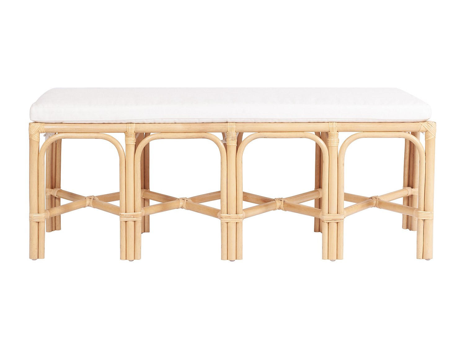 SITZBANK - 120 cmcm x 42 cmcm - Rattan - Naturfarben Hell - LUMANIO - Naturfarben, Naturmaterialien (120/46/42cm) - Vente-Unique