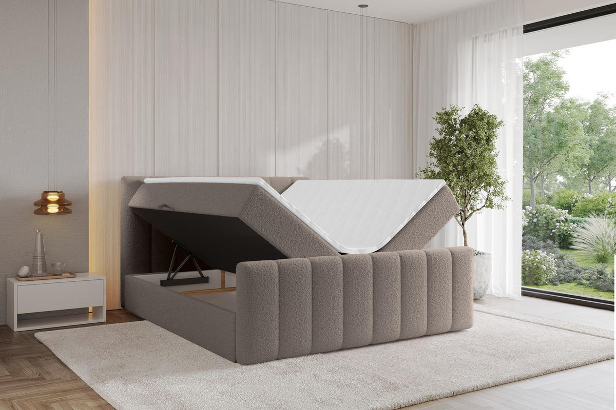 KONTINENTÁLNÍ POSTEL s matrací H3 - OTTA-Z - 120x200 cm Hnědá - hnědá, kompozitní dřevo (120/200cm) - ALTDECOR