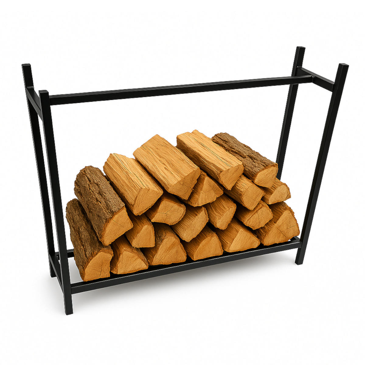 KAMINHOLZREGAL, Metall, Schwarz, stabil 110×35×110 cm - Schwarz, Metall (110/110/35cm) - Begryf