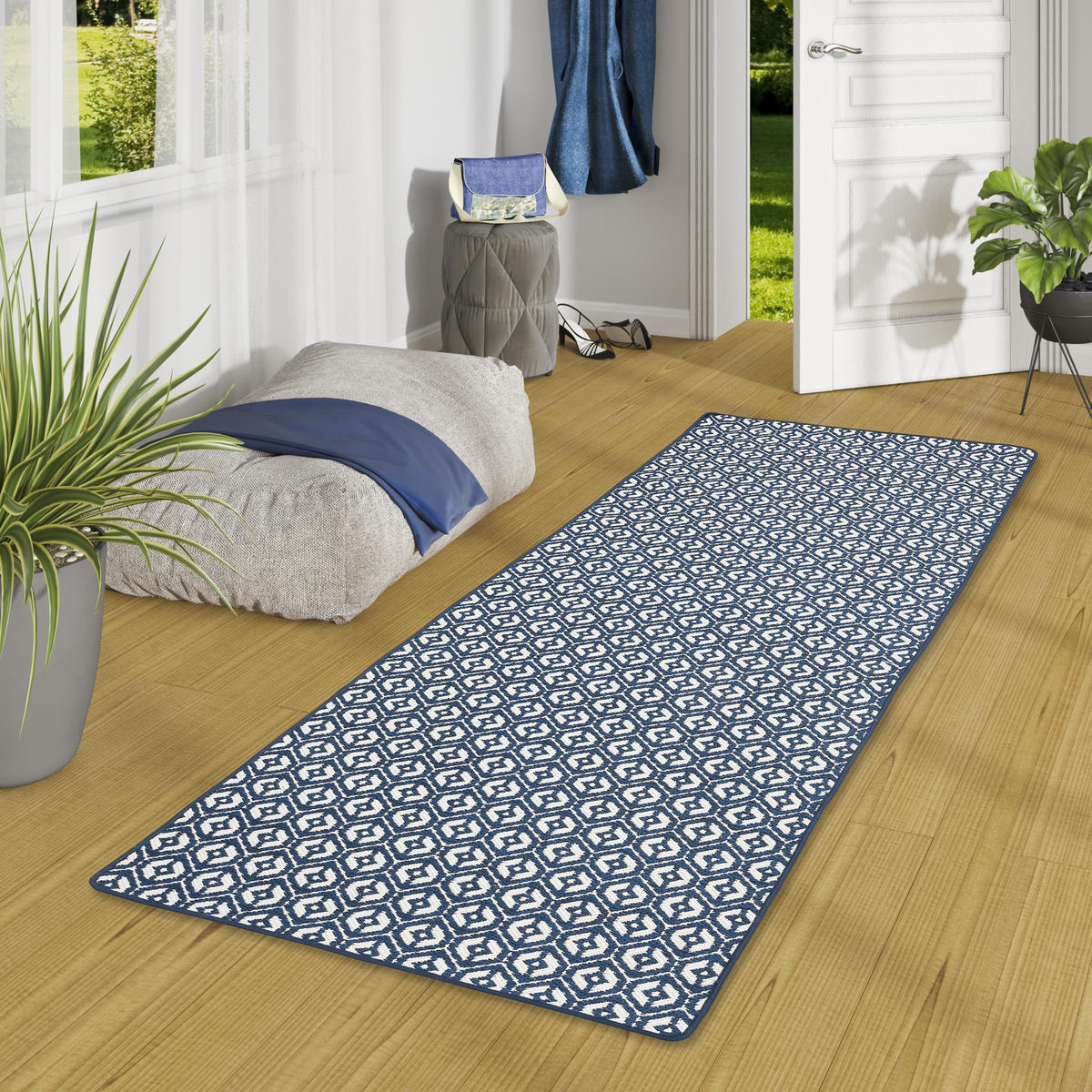 IN- UND OUTDOOR TEPPICH LÄUFER BEIDSEITIG CAPE COD - Blau, Textil (100/100cm) - Snapstyle