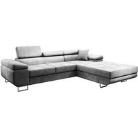 ECKSCHLAFSOFA Alons verstellbaren Kopfstützen, Hellgrau, rechts - Chromfarben/Hellgrau, Textil (275/203cm) - Beautysofa