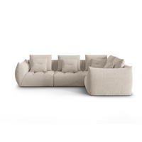 ECKSOFA modular rechts Bloom aus strukturiertem Stoff dunkelbeige 3 Sitzplätze - Mokka, Textil (216/316cm) - Micadoni