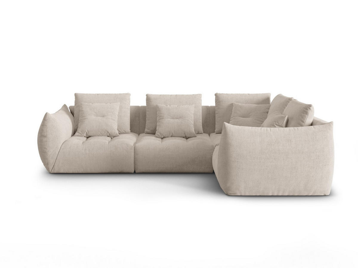 ECKSOFA modular rechts Bloom aus strukturiertem Stoff dunkelbeige 3 Sitzplätze - Mokka, Textil (216/316cm) - Micadoni