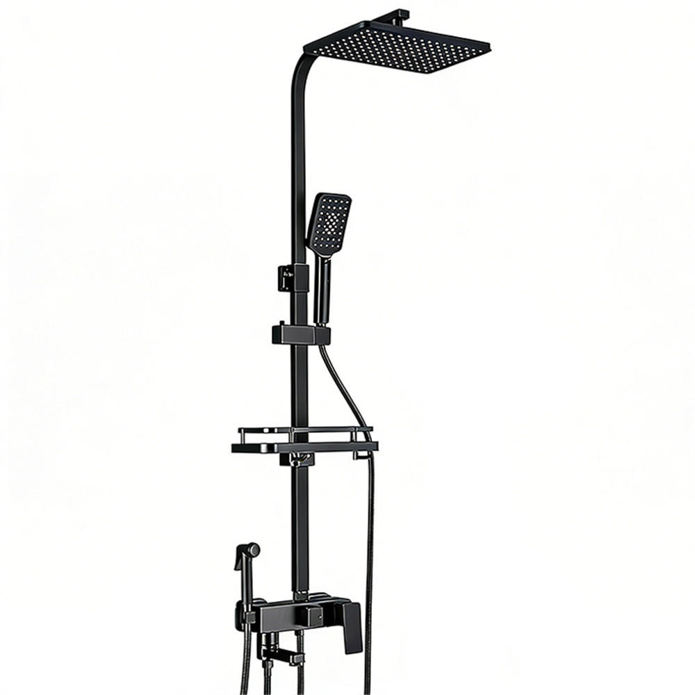 ÜBERKOPFBRAUSESET Wasserhahn Auslauf Regen Duschset, schwarz - Schwarz, Metall (29/116/34cm) - Bextcok
