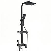 ÜBERKOPFBRAUSESET Wasserhahn Auslauf Regen Duschset, schwarz - Schwarz, Metall (29/116/34cm) - Bextcok