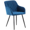 ESSZIMMERSTUHL Shyva Samt, Gestell Metall matt Schwarz Blau - Blau/Schwarz, Textil/Metall (47/84/44cm) - TPFLiving