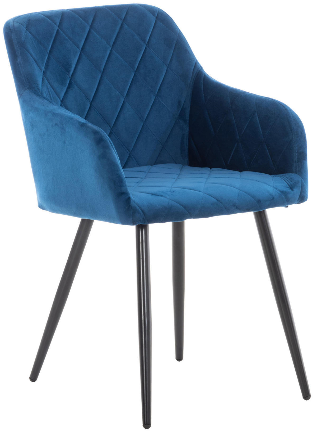ESSZIMMERSTUHL Shyva Samt, Gestell Metall matt Schwarz Blau - Blau/Schwarz, Textil/Metall (47/84/44cm) - TPFLiving