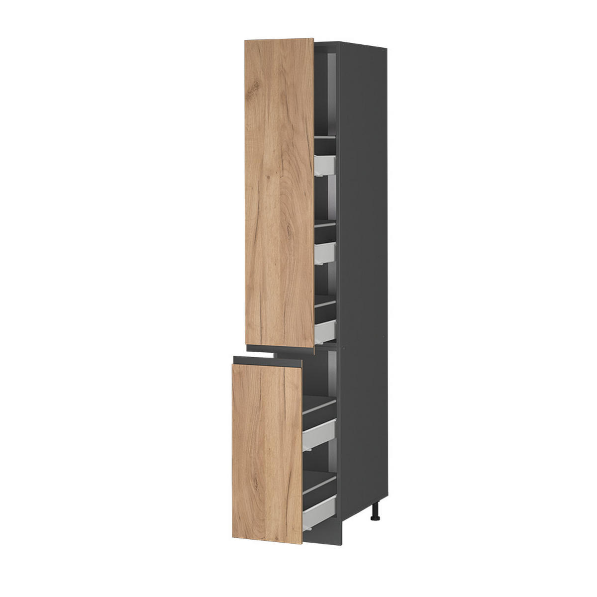 APOTHEKERSCHRANK R-Line Goldkraft Eiche 30 cm J-Shape - Honigeiche/Anthrazit, Holzwerkstoff (30/206.8/57.2cm) - Vicco