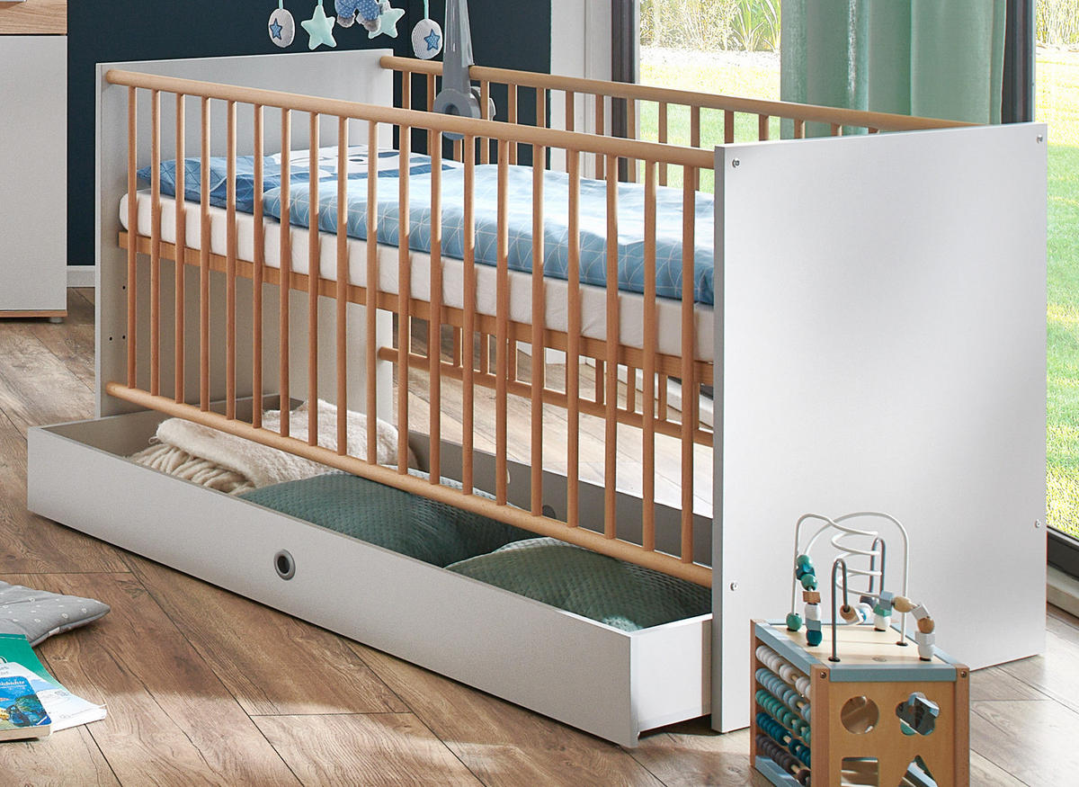 BABYBETT Elina - Eichefarben/Hellgrau, Holzwerkstoff (70/140cm) - arthur berndt