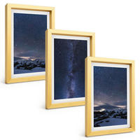 BILDER SET 3er Set - 20x30 cm Goldrahmen - Nachthimmel, Berge, Sterne - Goldfarben, Kunststoff (20/30cm) - TULUP