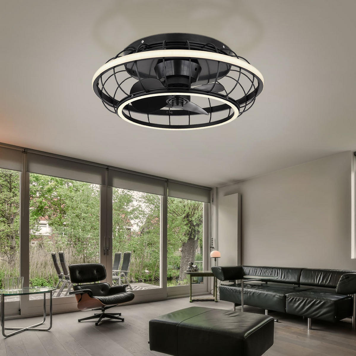 LED DECKENLEUCHTE LEONHARD Schwarz Kunststoff - Schwarz, Metall (50/50/18cm) - Globo Lighting