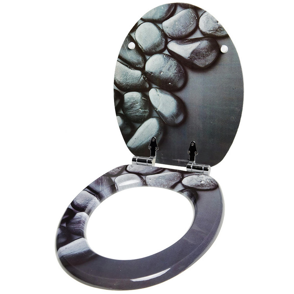 WC-SITZ Hot Stones - Grau, Holzwerkstoff (38/6/47cm) - Sanilo