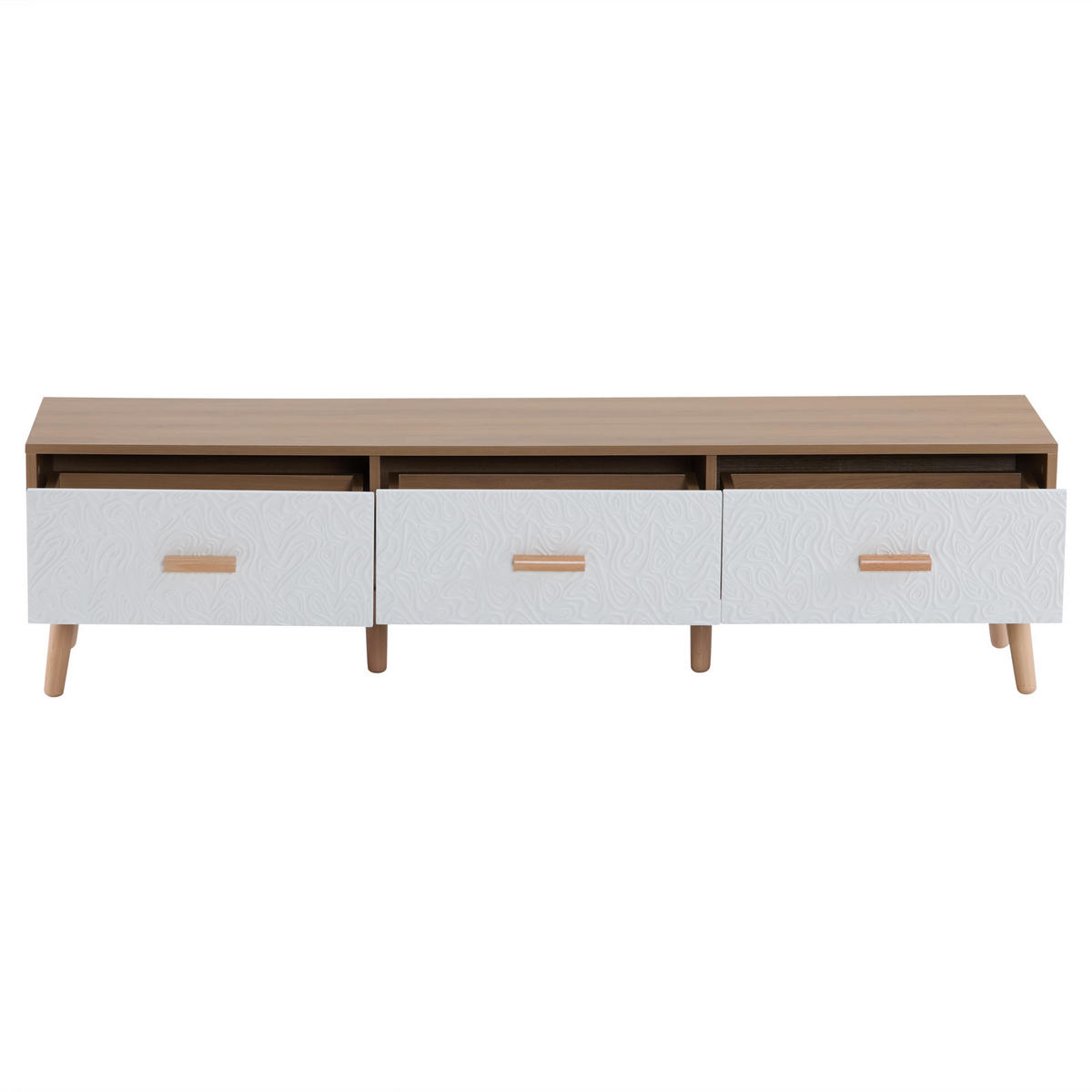 TV-SCHRANK 150/35/39 cm Helles Holz und Weiß mit 3 Schubladen Vintage - Weiß, Holz (150/35/39cm) - Oxeza
