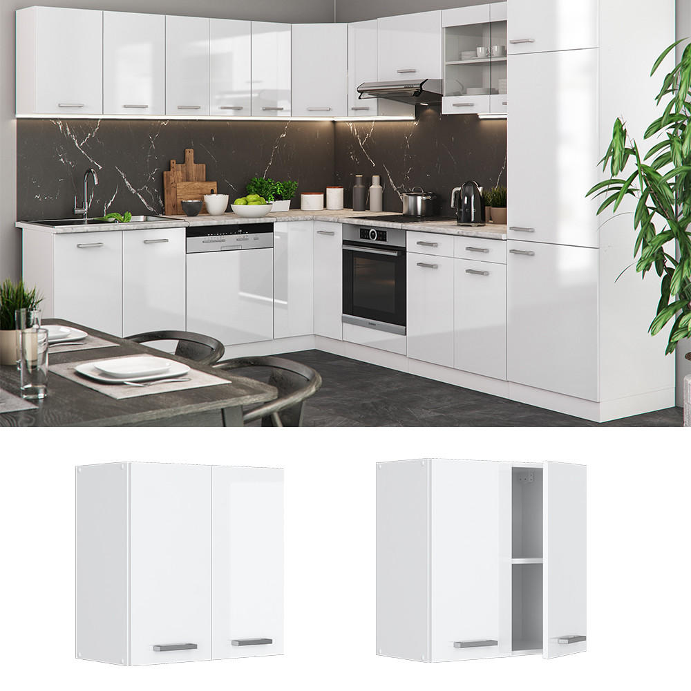 HÄNGESCHRANK R-Line Weiß Hochglanz 60 cm - Weiß Hochglanz/Weiß, Holzwerkstoff (60/60/31cm) - Vicco