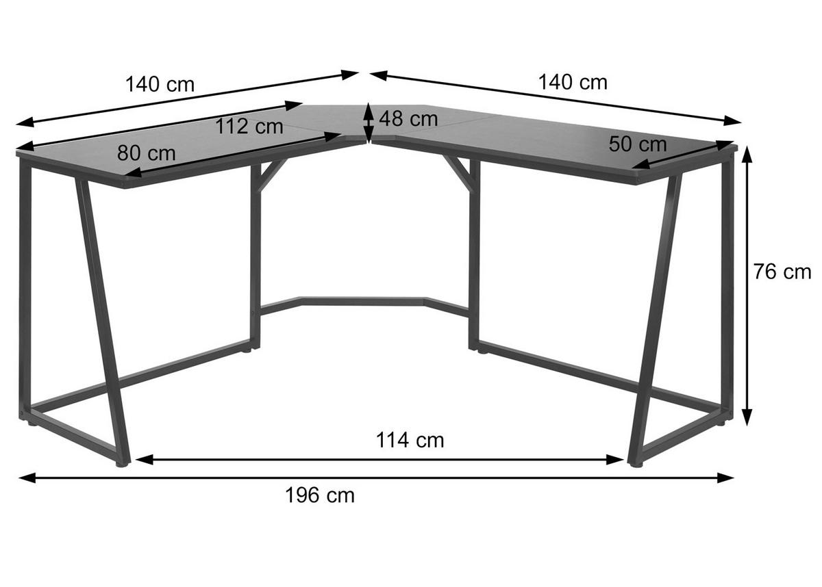 ECK-SCHREIBTISCH Dunkelbraun - Dunkelbraun, Metall (140/140/76cm) - MCW