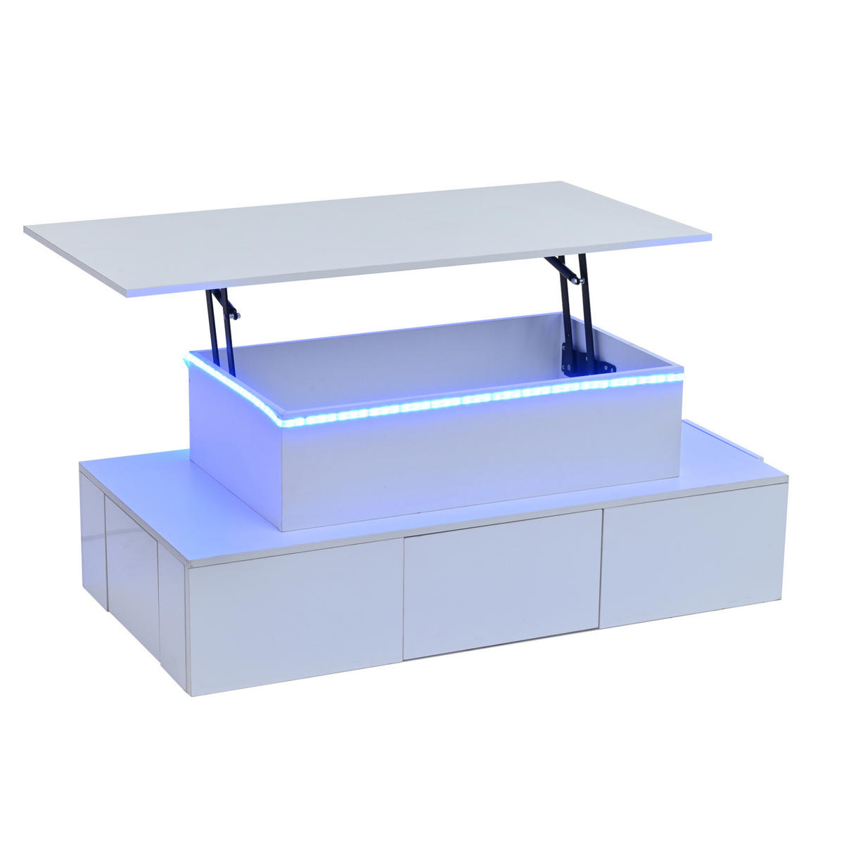 COUCHTISCH 100/50/40 cm weiß aus MDF mit LED und Stauraum - Weiß, Holzwerkstoff (100/50/40cm) - OKMYHOME