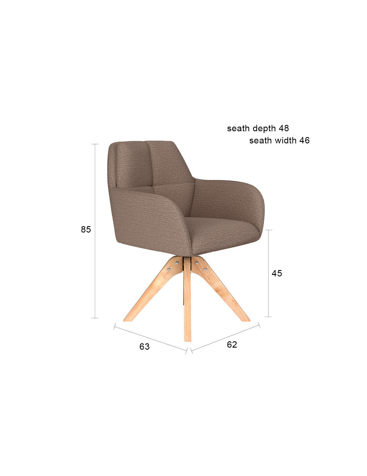 ESSZIMMERSTUHL Pete - Taupe - 62/63/85 cm - Taupe, Textil (63/85/62cm)