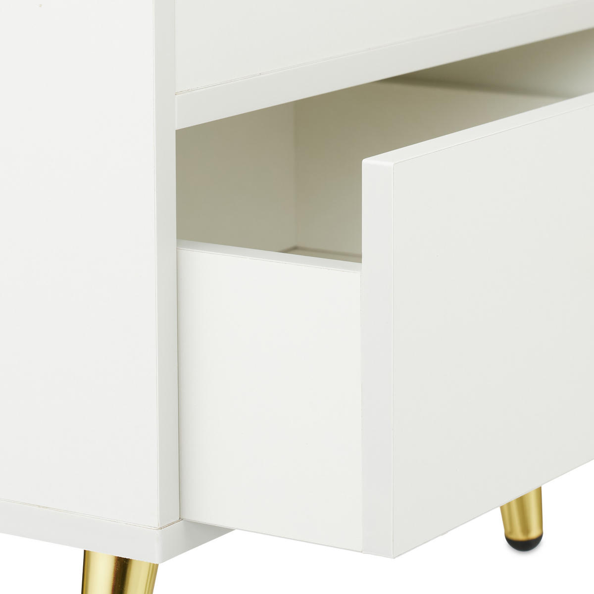 NOČNÍ stolek - bílá, kov/kompozitní dřevo (40/41.5/32.5cm) - Relaxdays